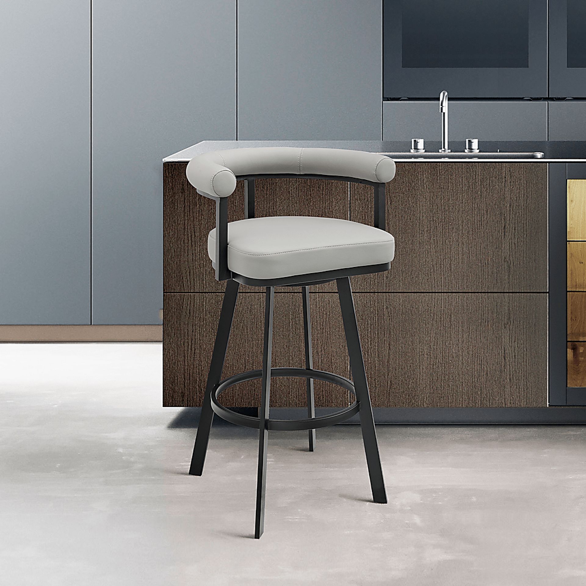 Salaignac Light Gray Swivel Barstool - Image 2