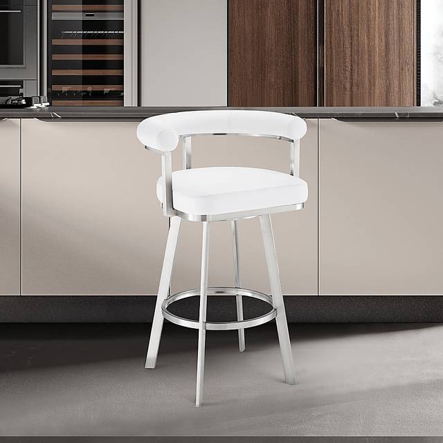 Salaignac White Swivel Counter Stool - Thumbnail - Image 2