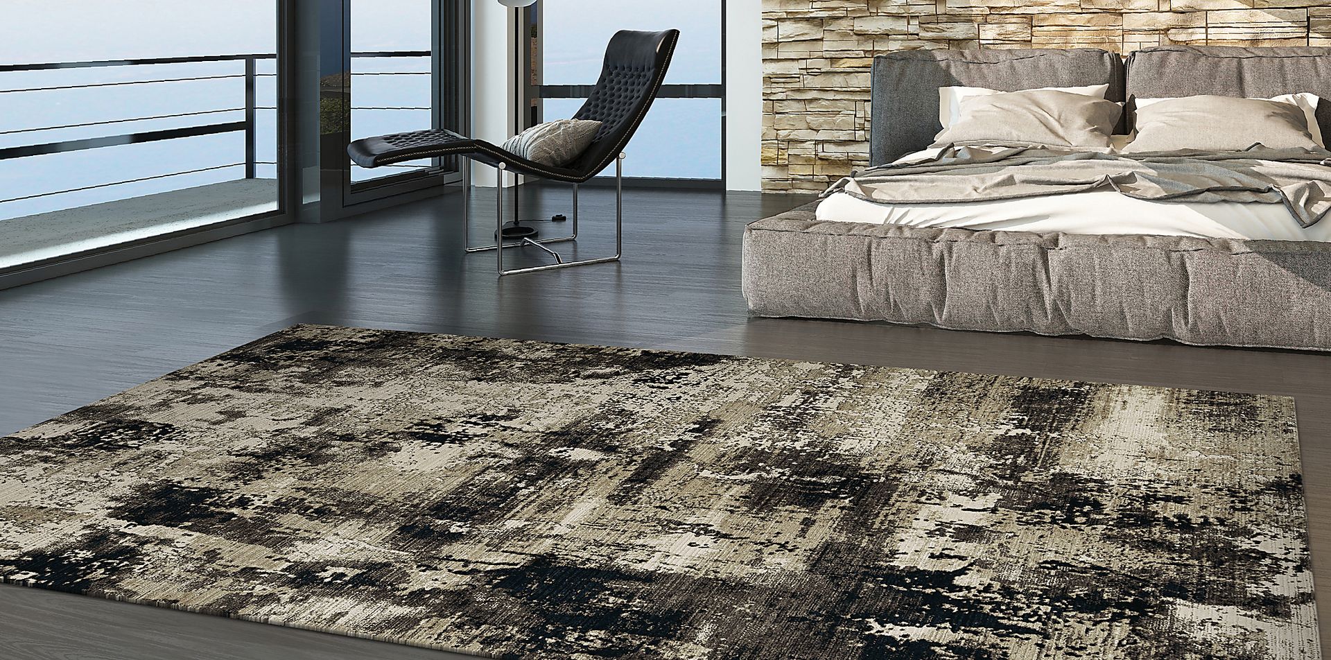 Salduff Ivory/Charcoal 5'3 x 7'7 Rug - Image 3