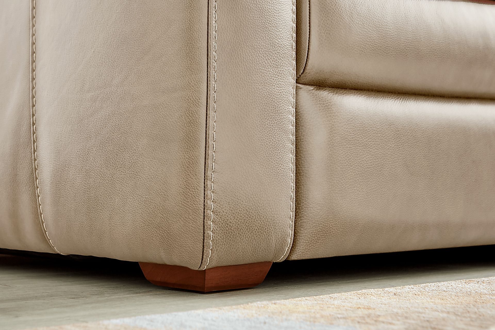 Salinger Beige Leather 7 Pc Living Room - Image 4