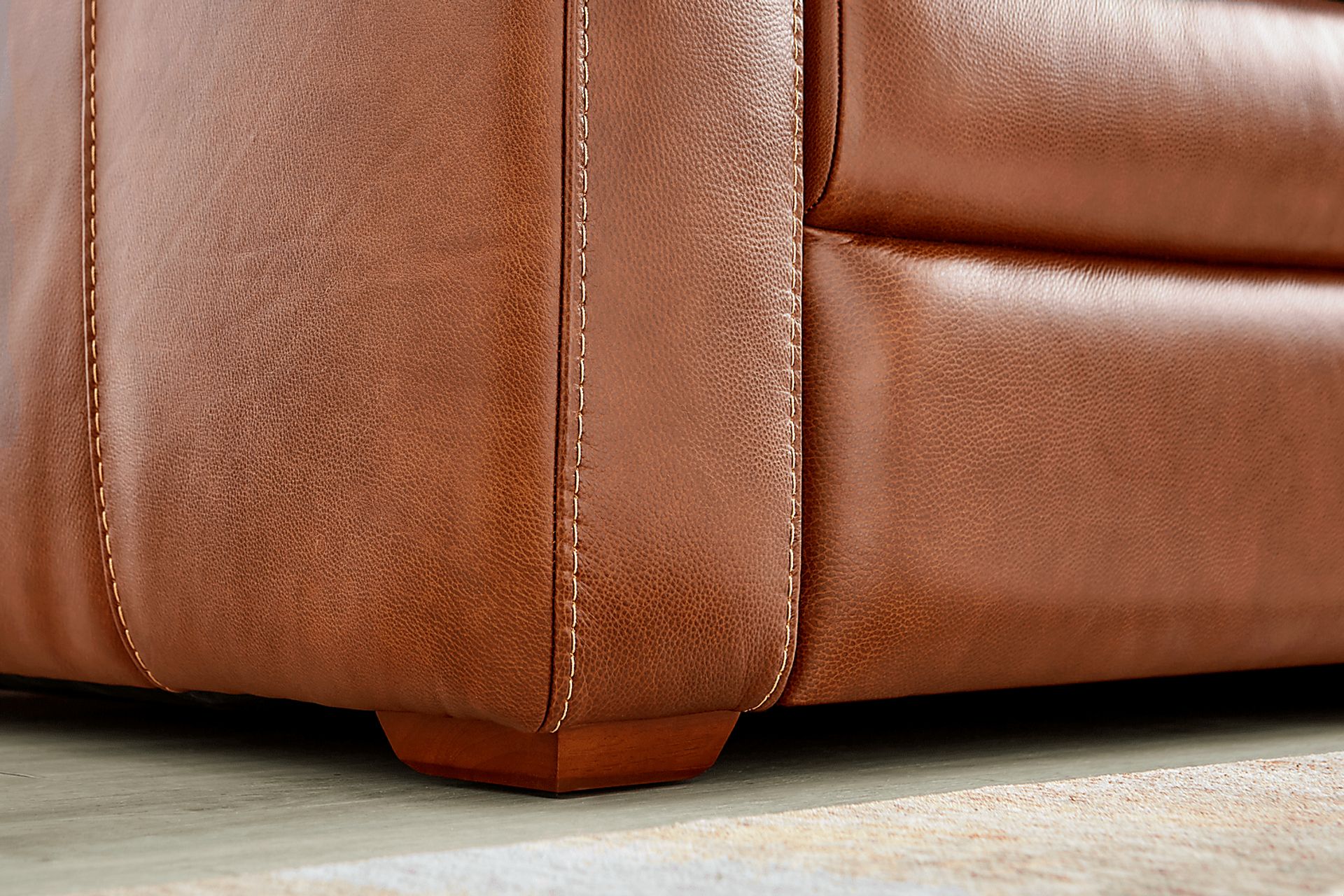 Salinger Brown Leather Loveseat - Image 4