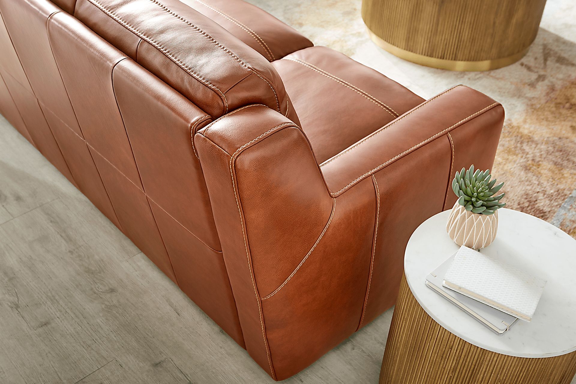 Salinger Brown Leather Sleeper Sofa - Image 2