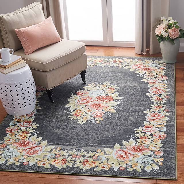 Salistry Gray/Pink 5'5 x 7' Rug - Thumbnail - Image 2
