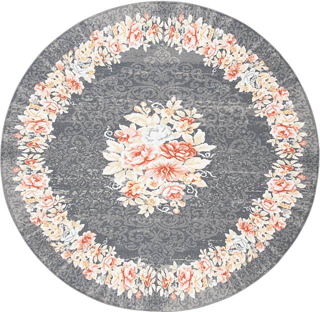 Salistry Gray/Pink 6'7 x 6'7 Round Rug - Thumbnail - Image 1