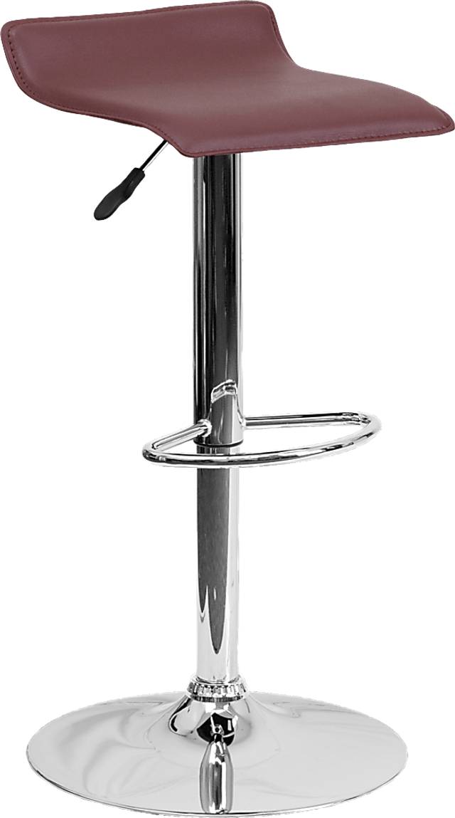 Salix Burgundy Adjustable Swivel Barstool - Thumbnail - Image 1