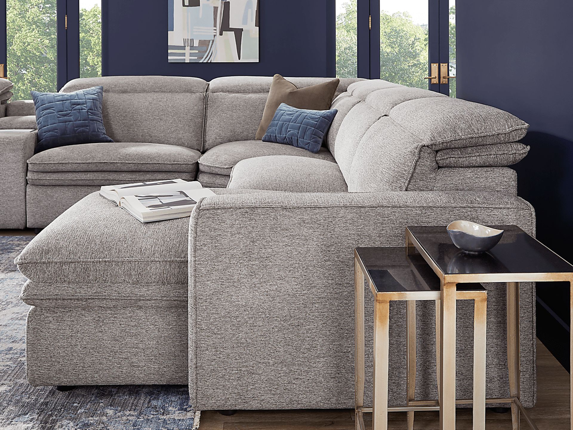 Salvator Street Gray 6 Pc Dual Power Reclining Sectional - Image 4