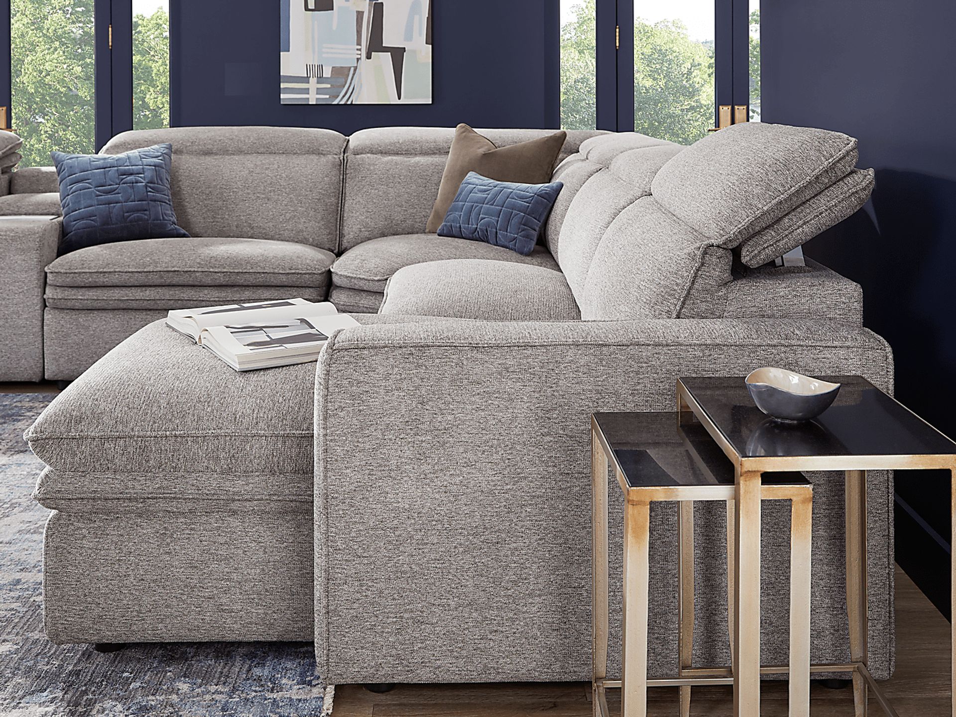 Salvator Street Gray 6 Pc Dual Power Reclining Sectional - Image 5