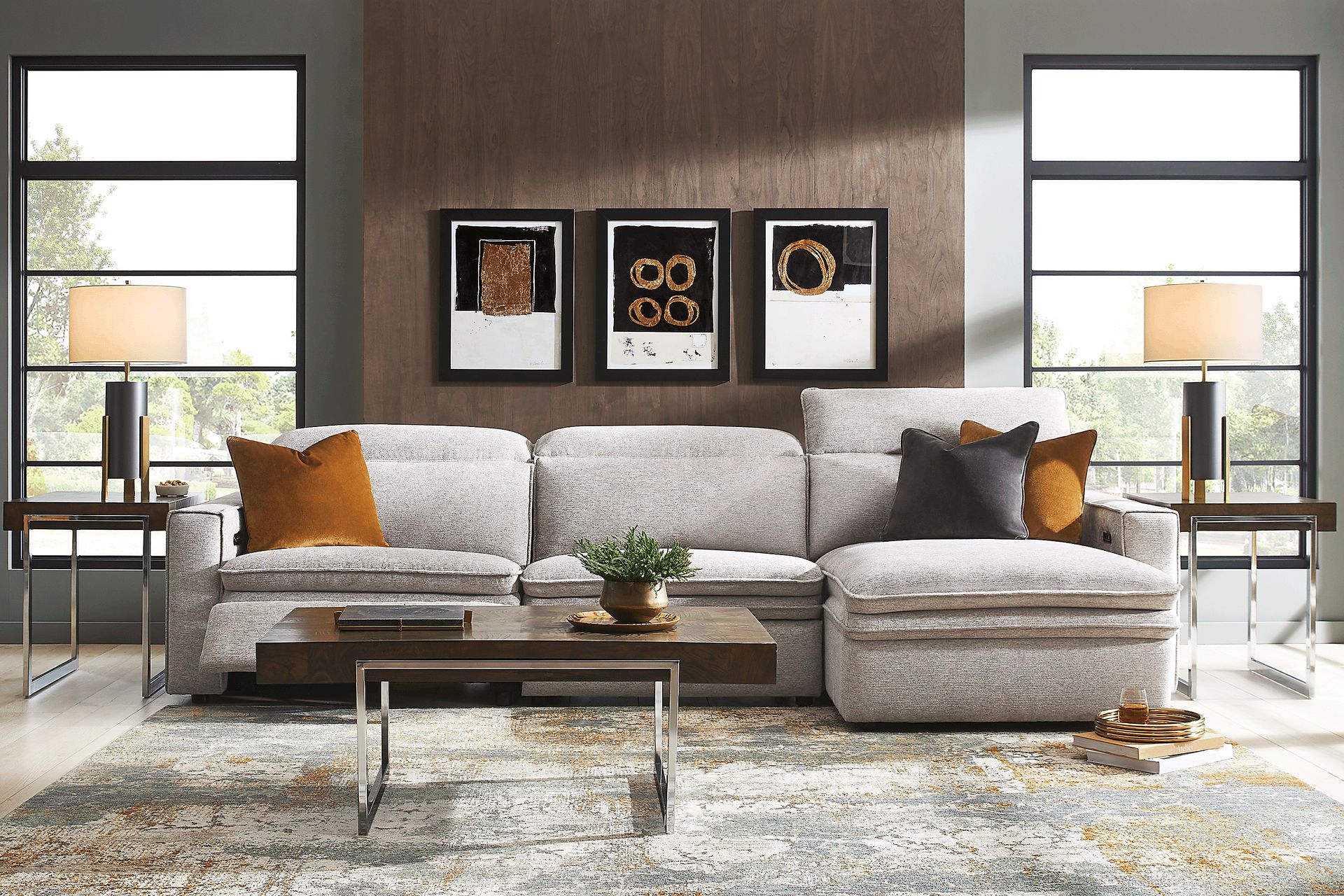 Salvator Street Gray 3 Pc Dual Power Reclining Sectional - Image 2