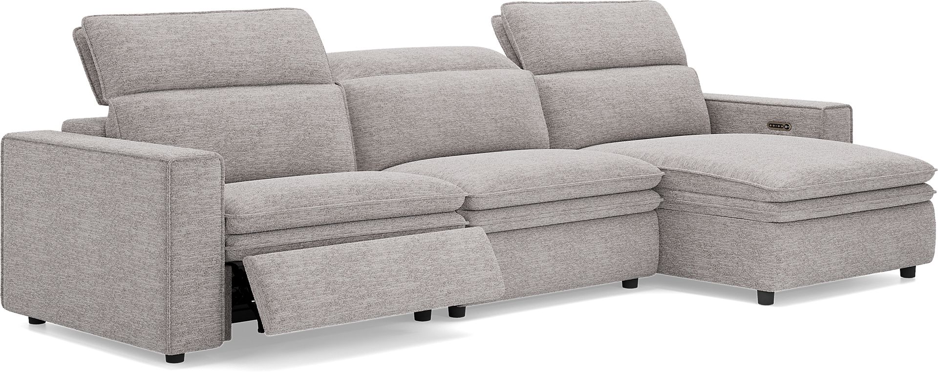 Salvator Street Gray 3 Pc Dual Power Reclining Sectional - Image 1