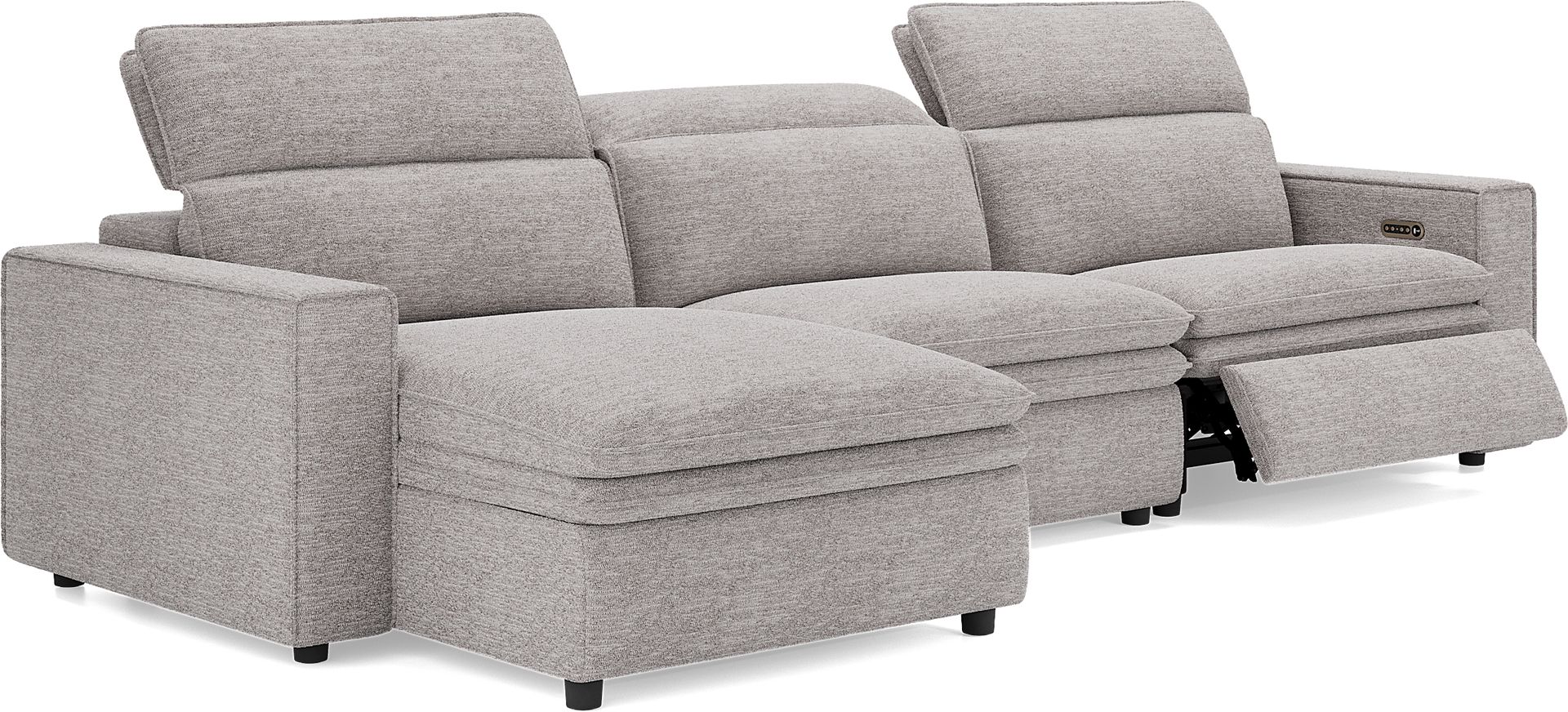 Salvator Street Gray 3 Pc Dual Power Reclining Sectional - Image 1