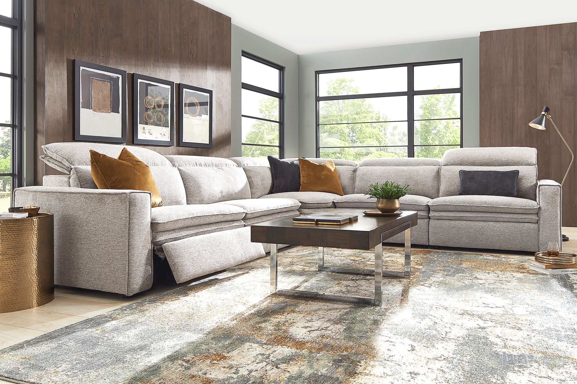 Salvator Street Gray 5 Pc Dual Power Reclining Sectional - Image 2