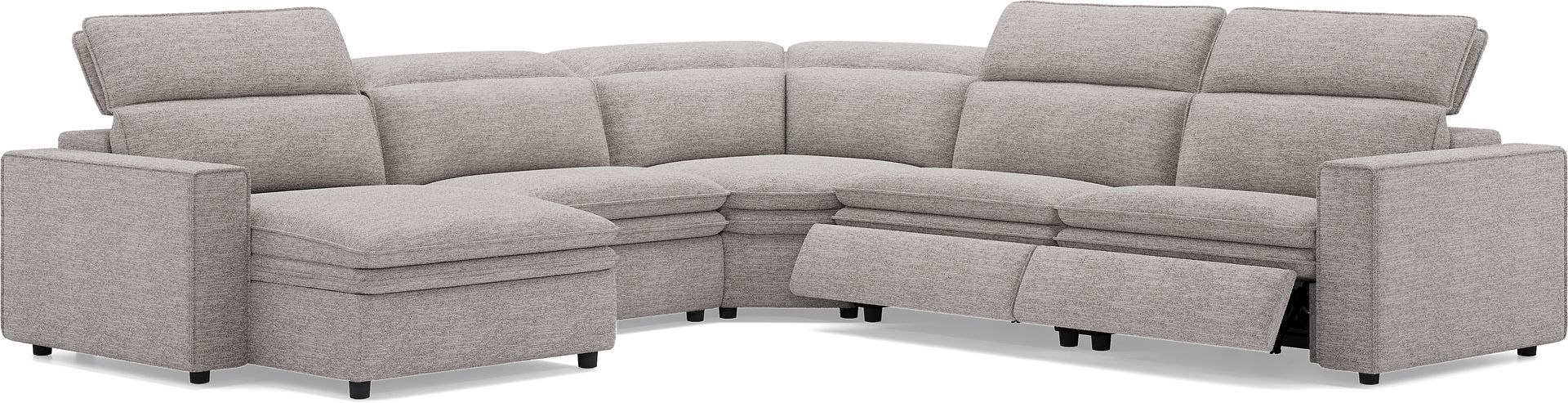 Salvator Street Gray 5 Pc Dual Power Reclining Sectional - Image 1