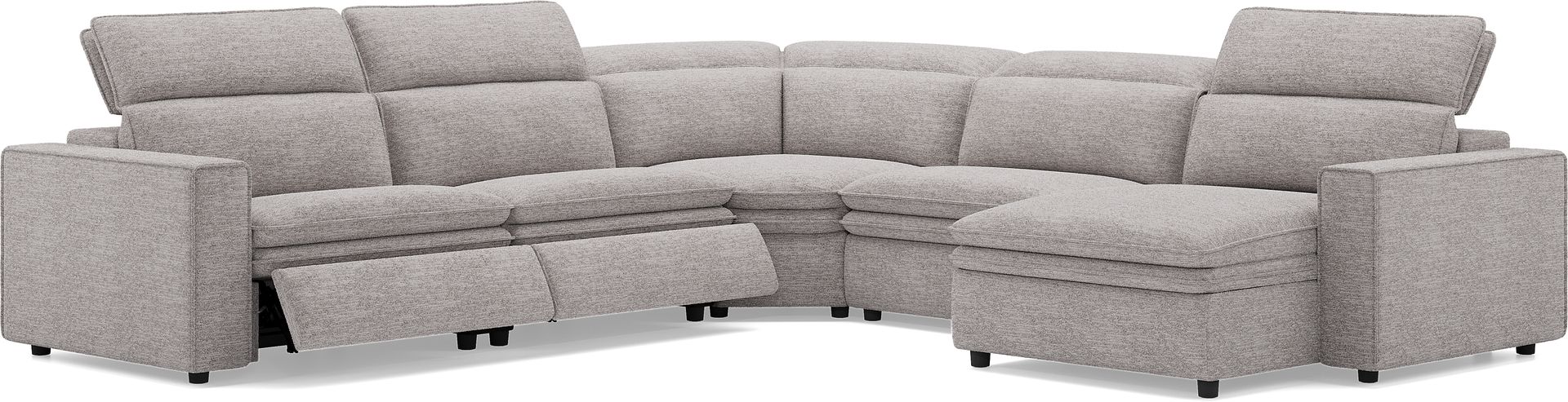 Salvator Street Gray 5 Pc Dual Power Reclining Sectional - Image 1