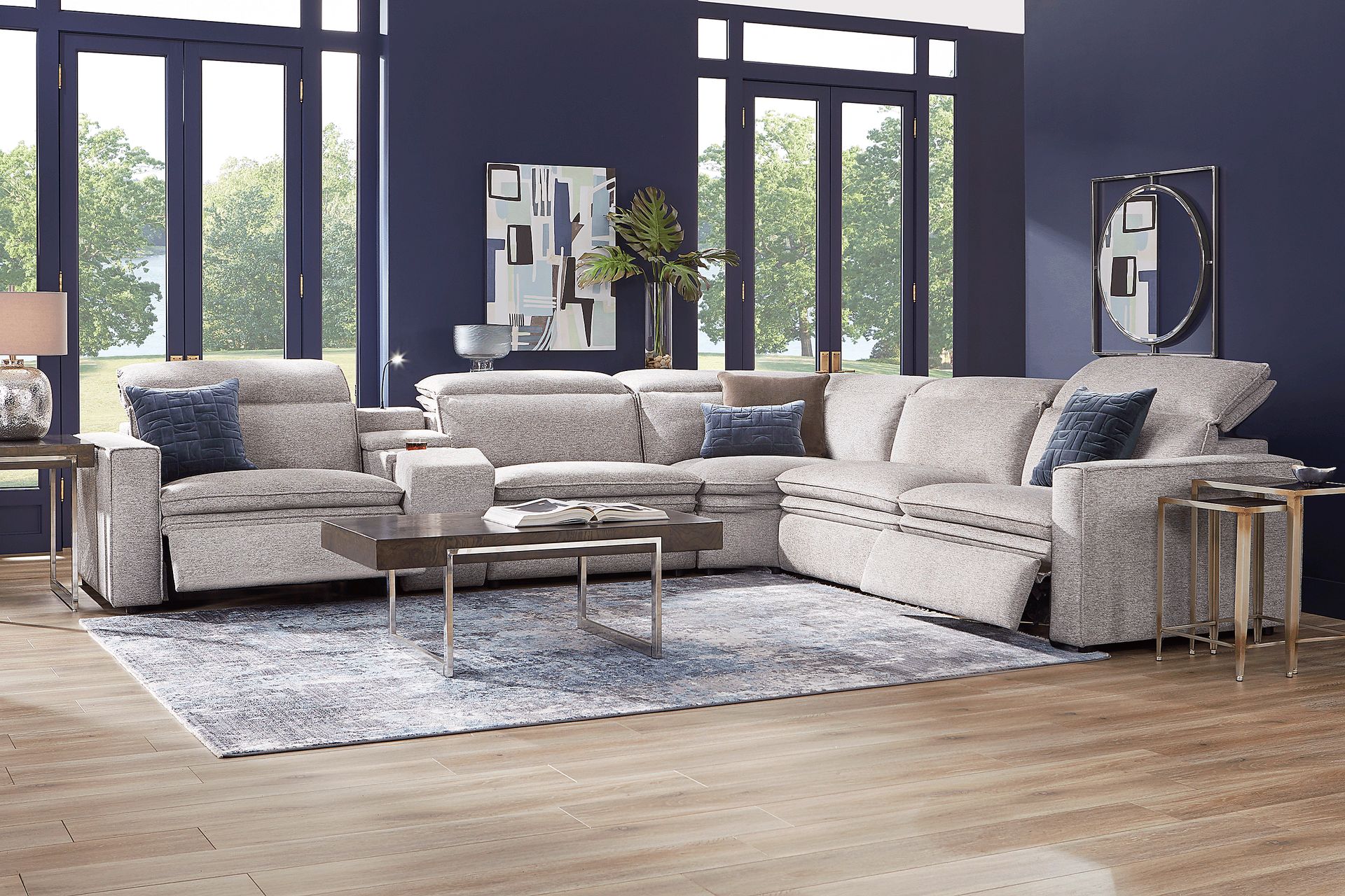 Salvator Street Gray 6 Pc Dual Power Reclining Sectional - Image 2