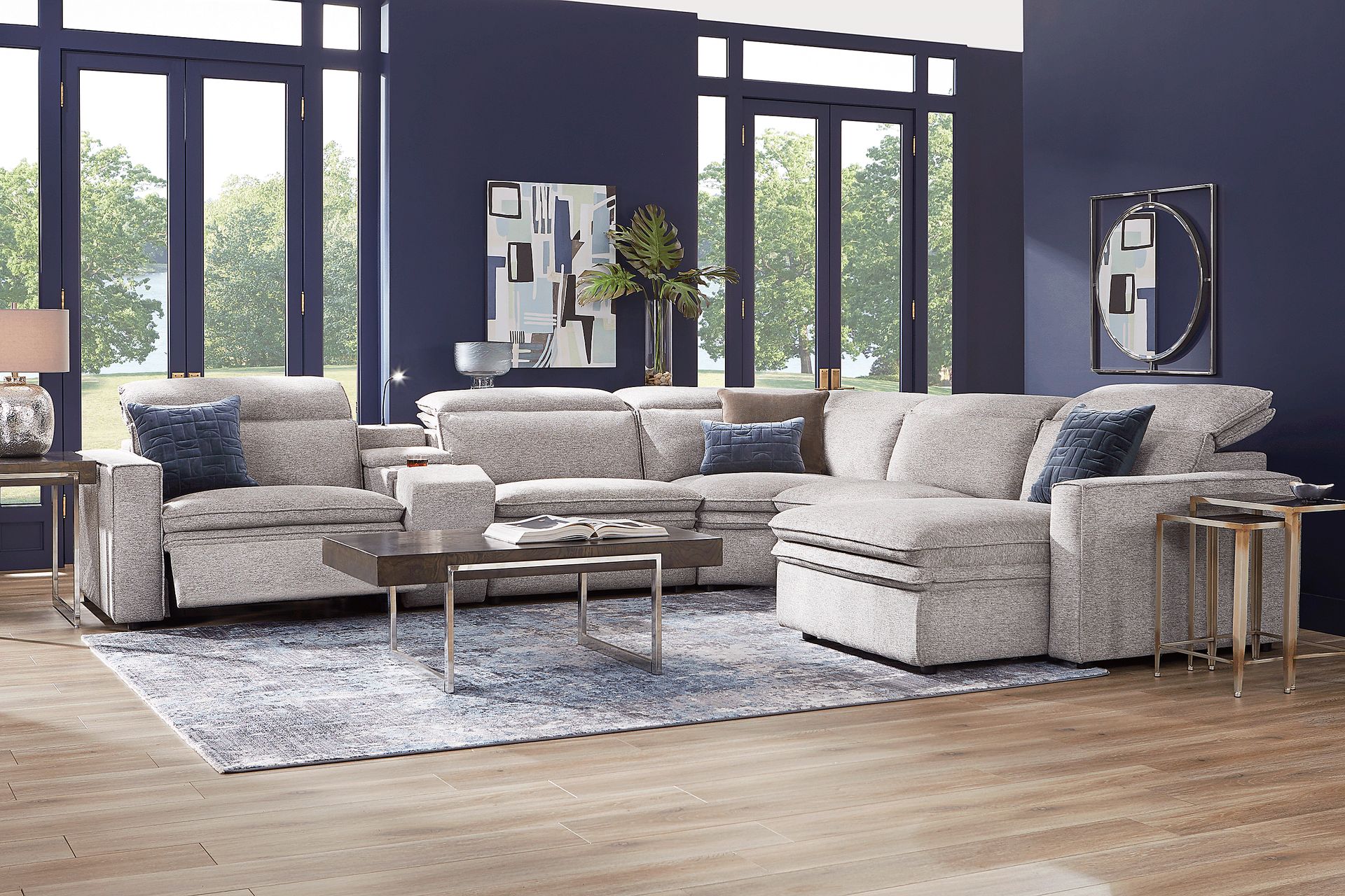 Salvator Street Gray 6 Pc Dual Power Reclining Sectional - Image 2