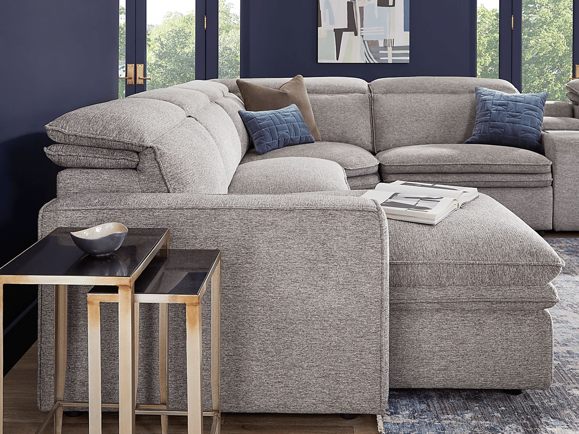 Salvator Street Gray 6 Pc Dual Power Reclining Sectional - Image 6