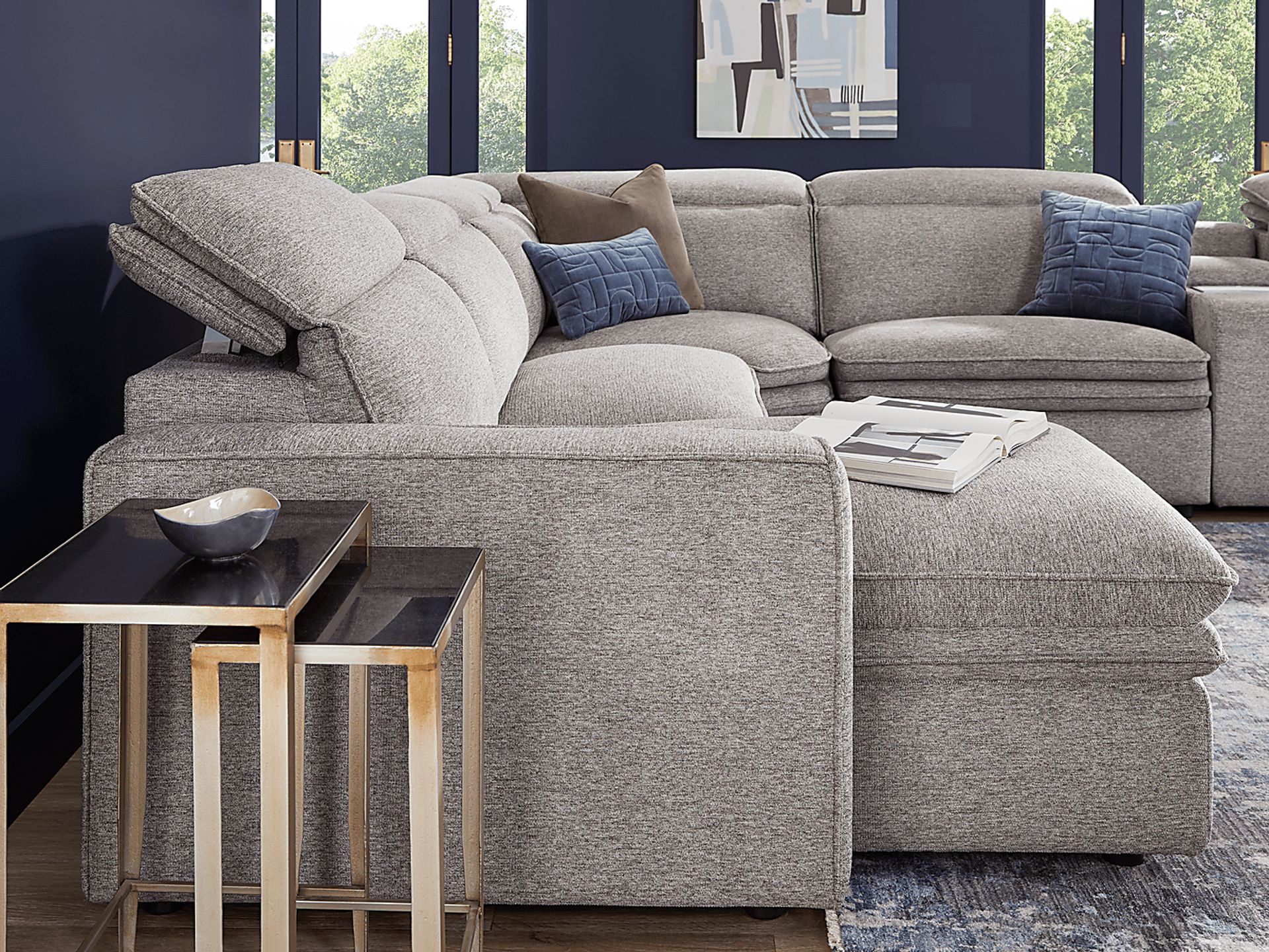 Salvator Street Gray 6 Pc Dual Power Reclining Sectional - Image 7