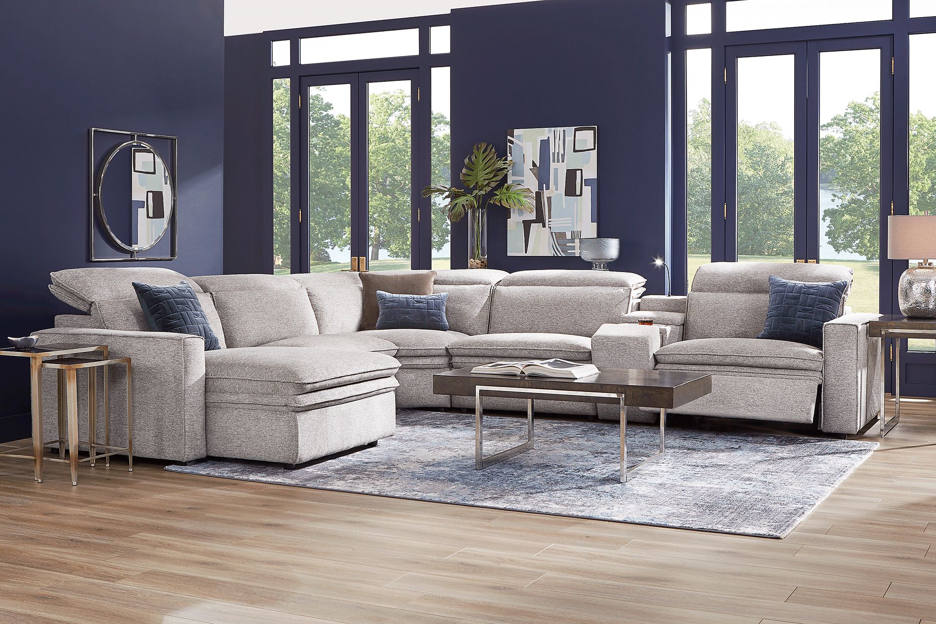 Salvator Street Gray 6 Pc Dual Power Reclining Sectional - Image 2