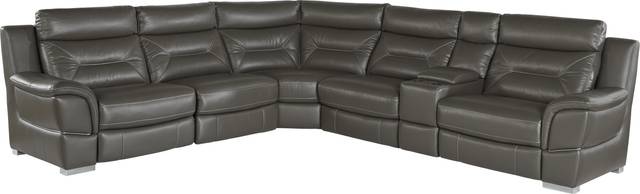 Salvatore Gray 6 Pc Leather Power Reclining Sectional - Thumbnail - Image 1
