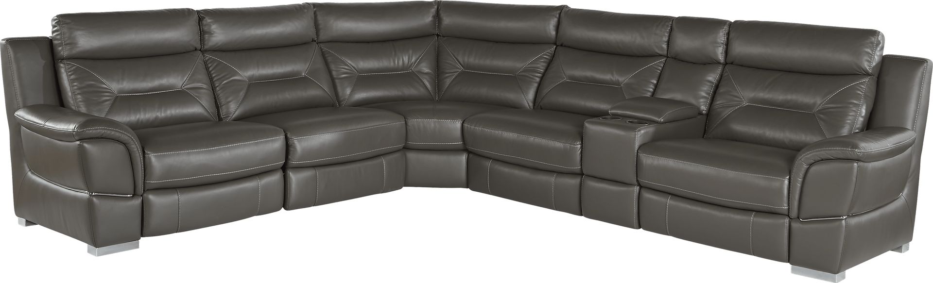 Salvatore Gray 6 Pc Leather Power Reclining Sectional - Image 1
