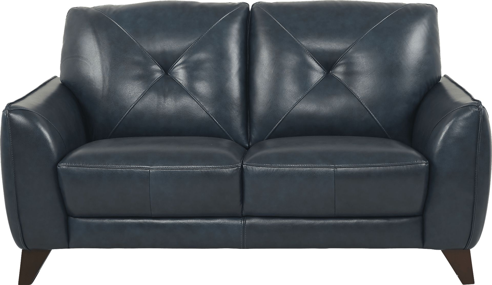 Salviano Blue Leather Loveseat - Image 1