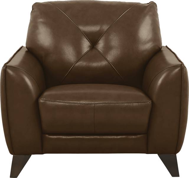 Salviano Brown Leather Chair - Thumbnail - Image 2
