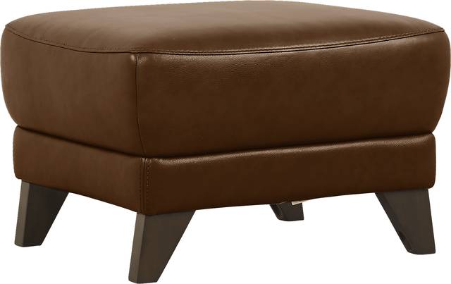 Salviano Brown Leather Ottoman - Thumbnail - Image 1