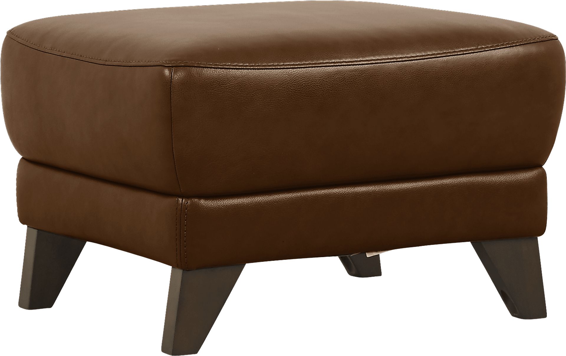 Salviano Brown Leather Ottoman - Image 1