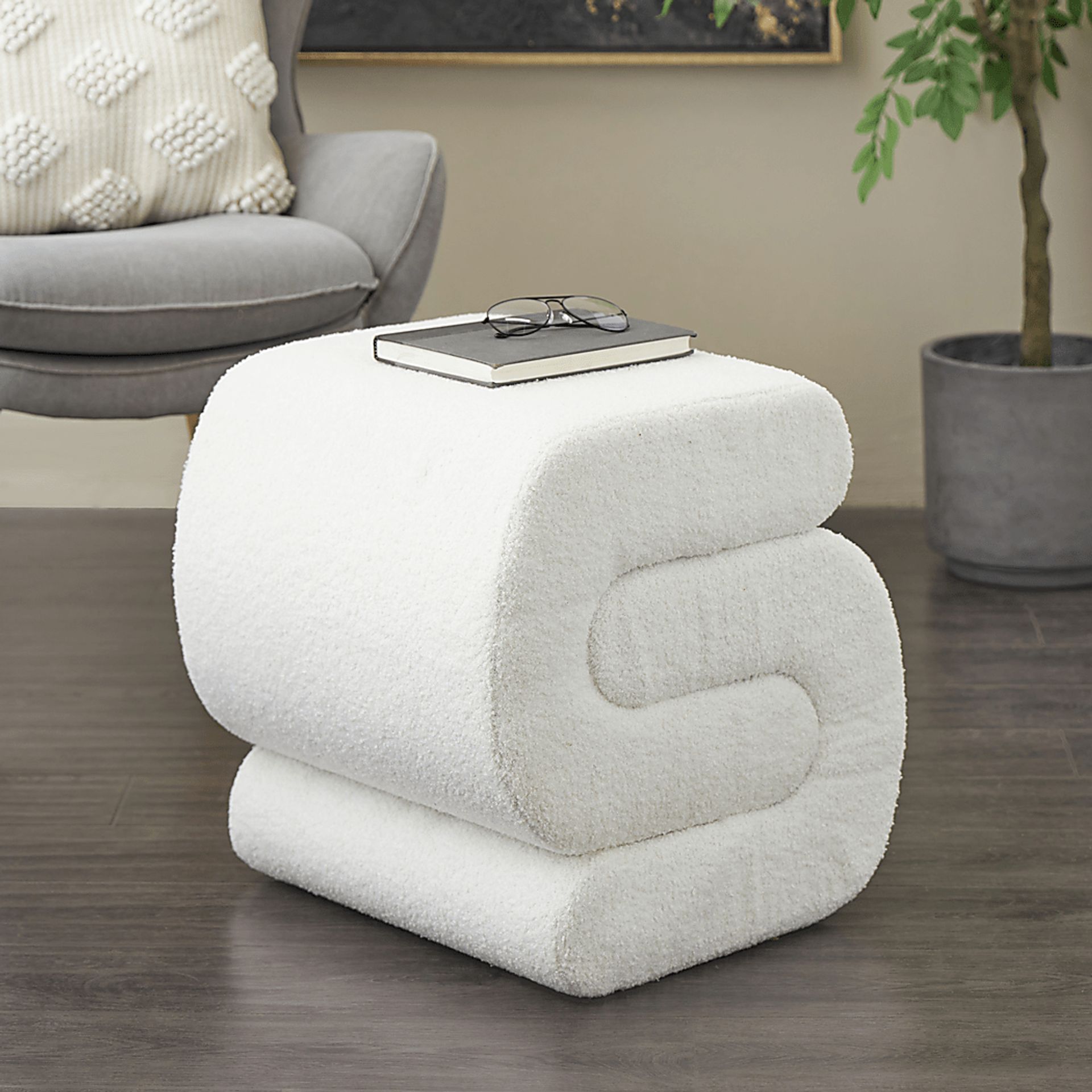 Samace White Ottoman - Image 2