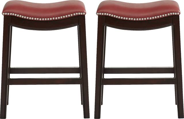 Samford Red Counter Height Stool, Set of 2 - Thumbnail - Image 1