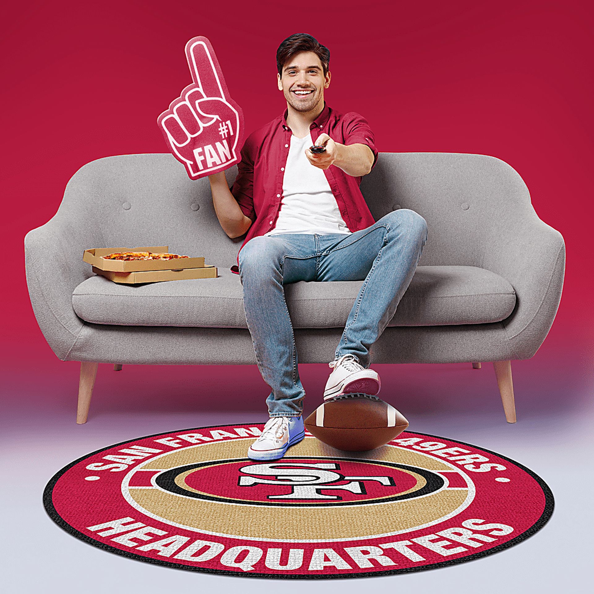 San Francisco 49ers Red 5' Round Headquarters Rug - Image 3