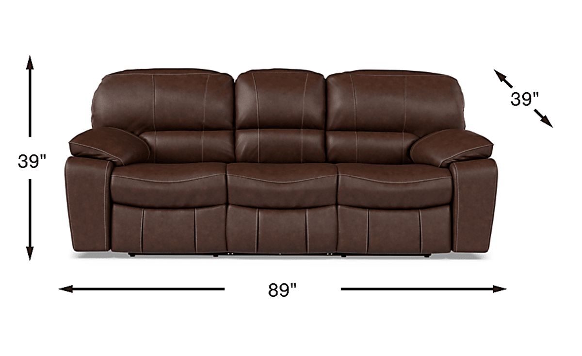 Cindy Crawford San Gabriel Brown Leather Non-Power Reclining Sofa