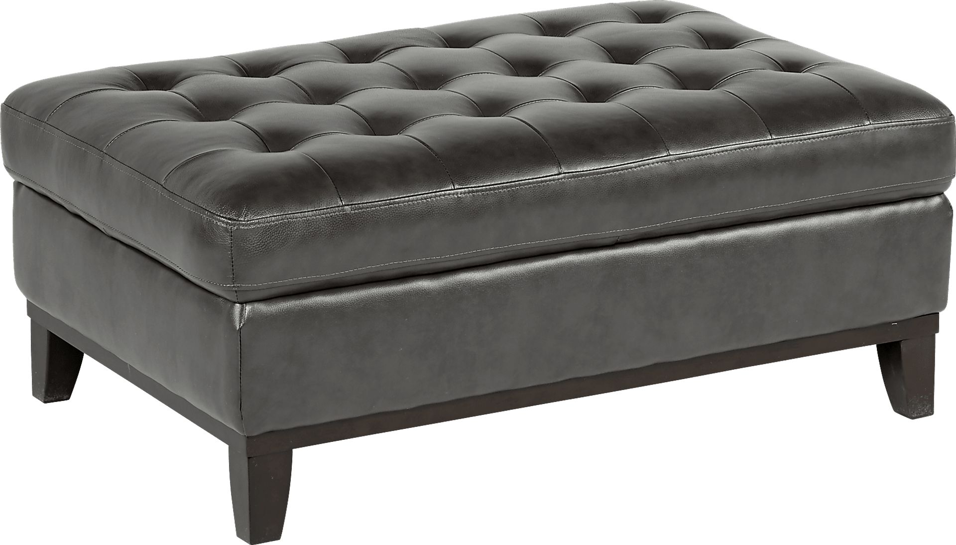 San Giovanni Gray Leather Cocktail Ottoman - Image 1
