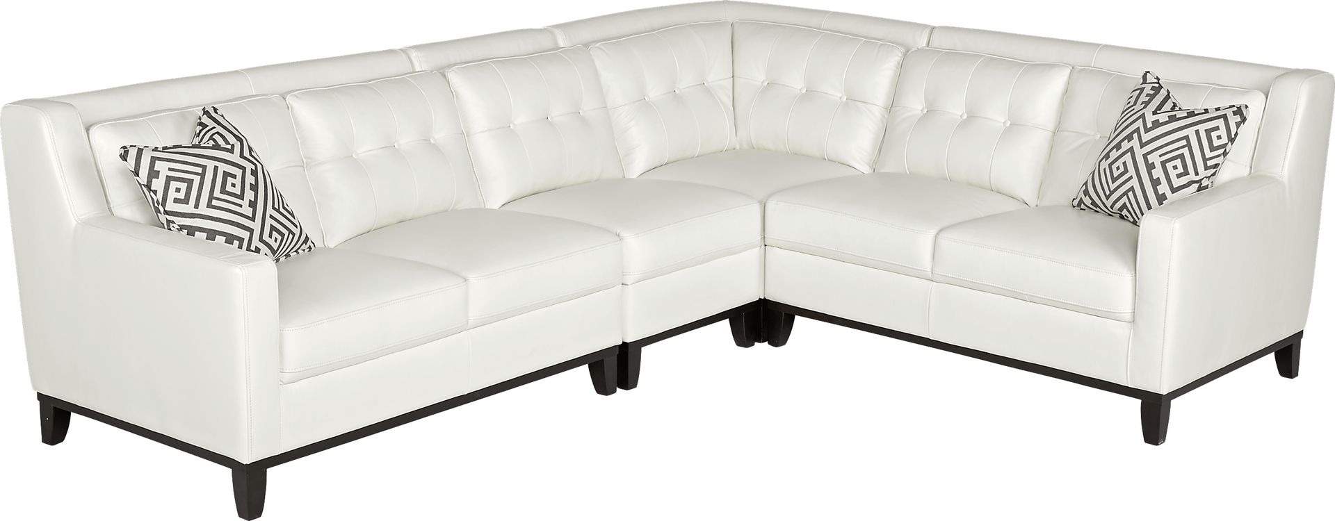 San Giovanni White 4 Pc Leather Sectional - Image 3