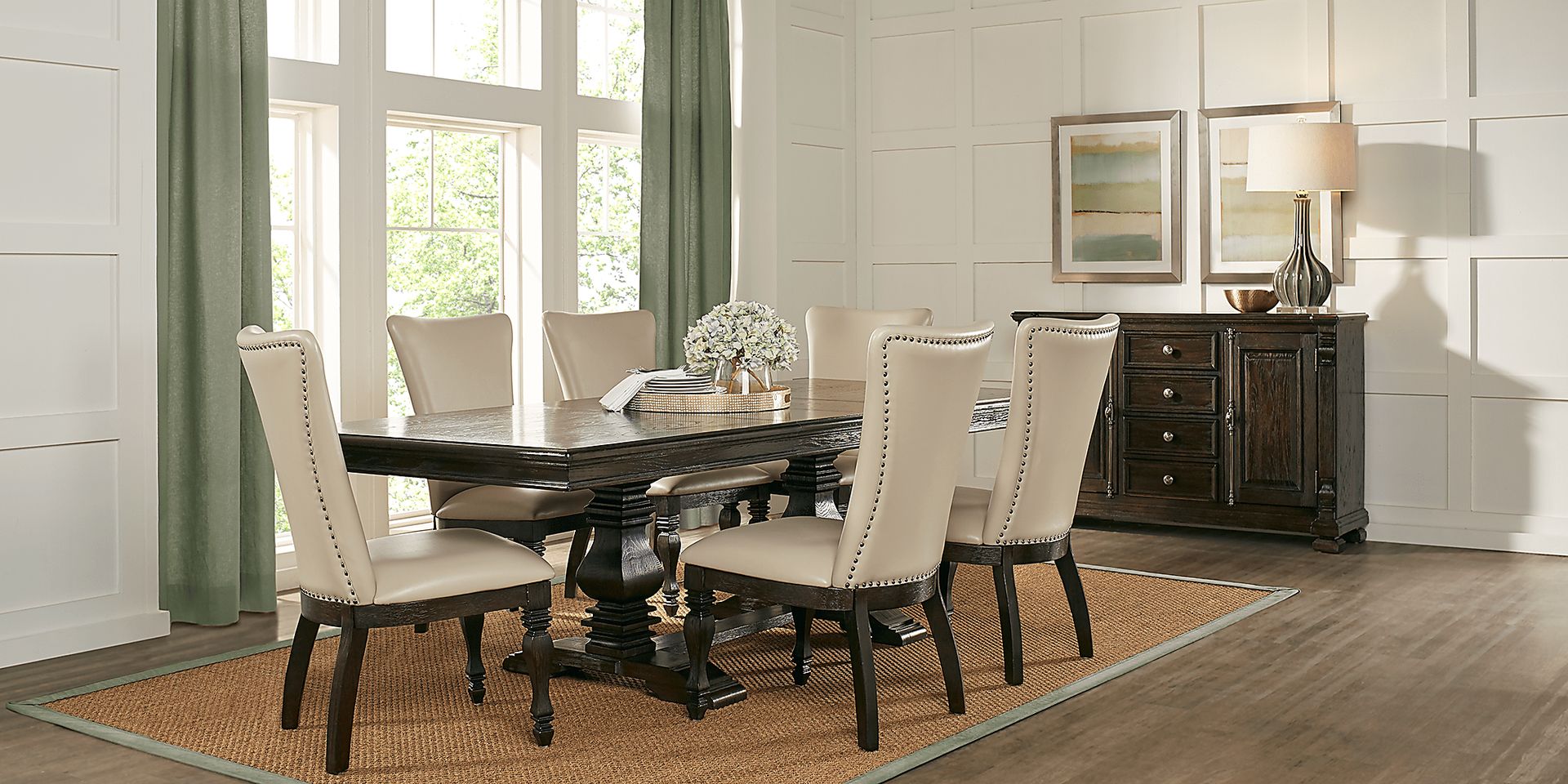 San Luis 7 Pc Dark Oak Wood Dining Room Set With Dining Table