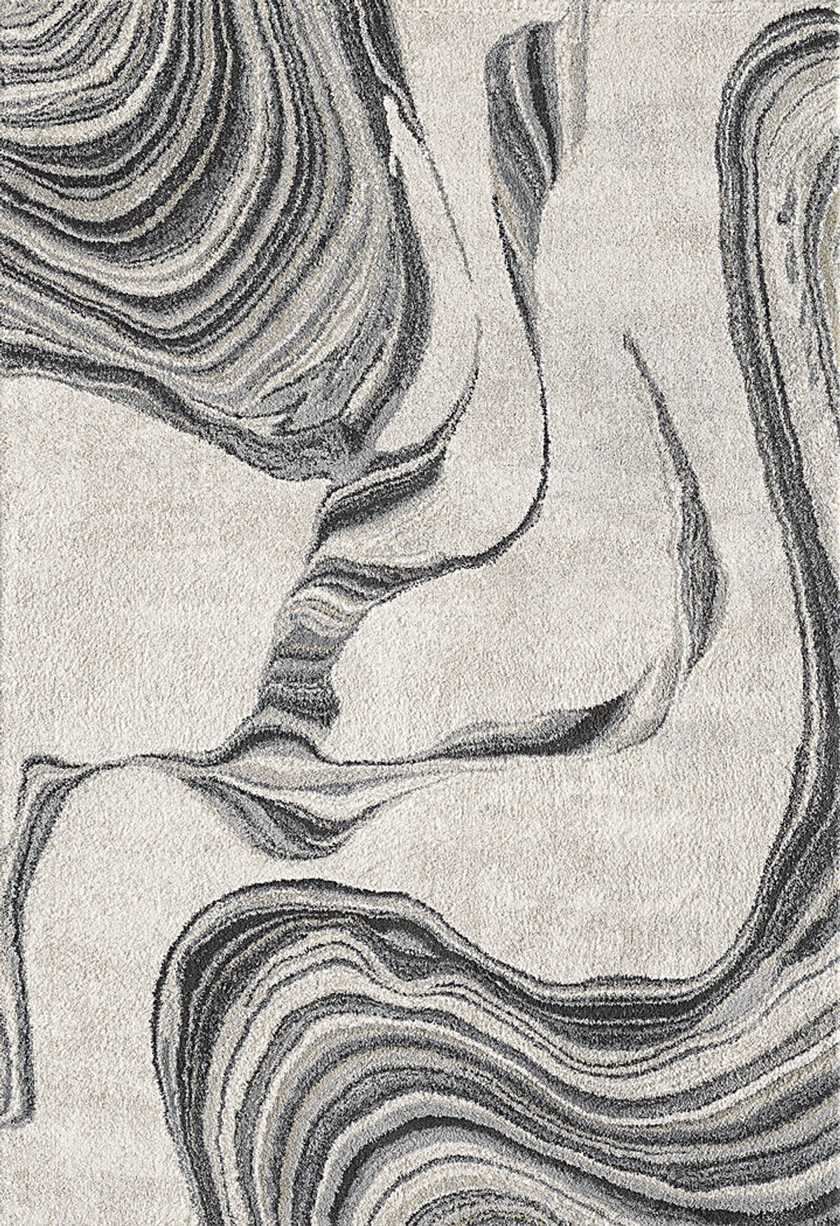 Sand Ribbons Ivory Beige Polypropylene Fabric Rug | Rooms to Go