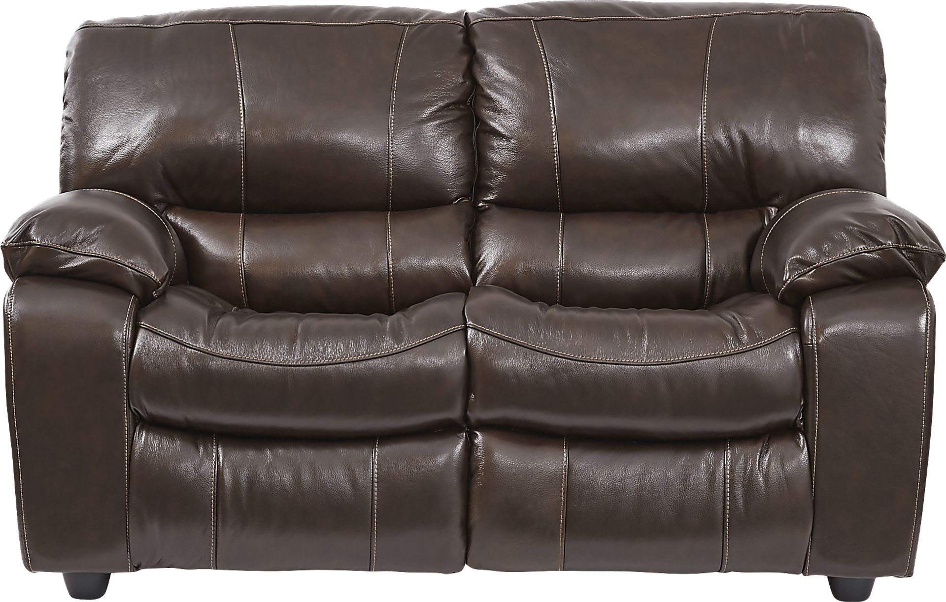 Sanderson Walnut Leather Loveseat - Image 1