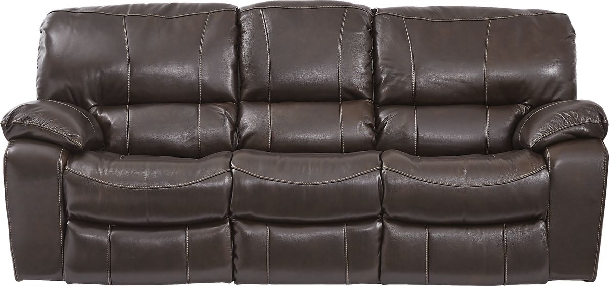 Sanderson Walnut Brown Leather Manual Reclining Sofa Rooms To Go