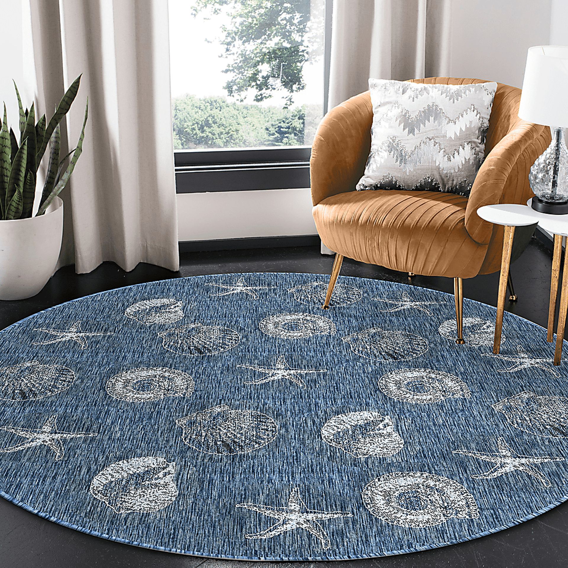 Sandfoot Point Navy 7'10 Round Indoor/Outdoor Rug - Image 2
