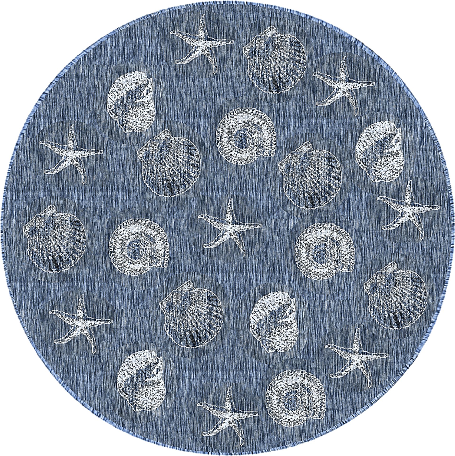 Sandfoot Point Navy 7'10 Round Indoor/Outdoor Rug - Image 1