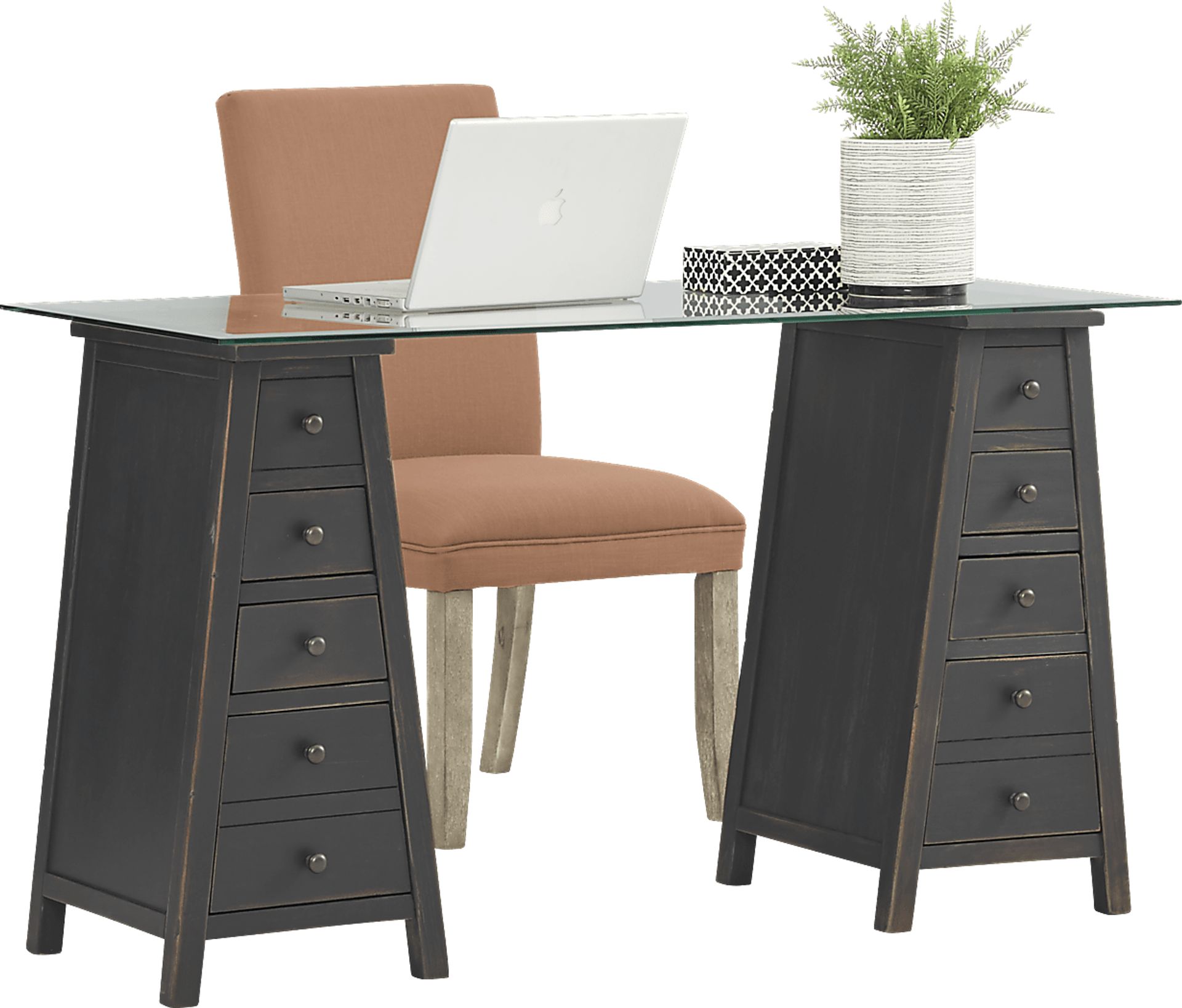 Sandi Black Desk and Tulip Curry Chair - Image 1