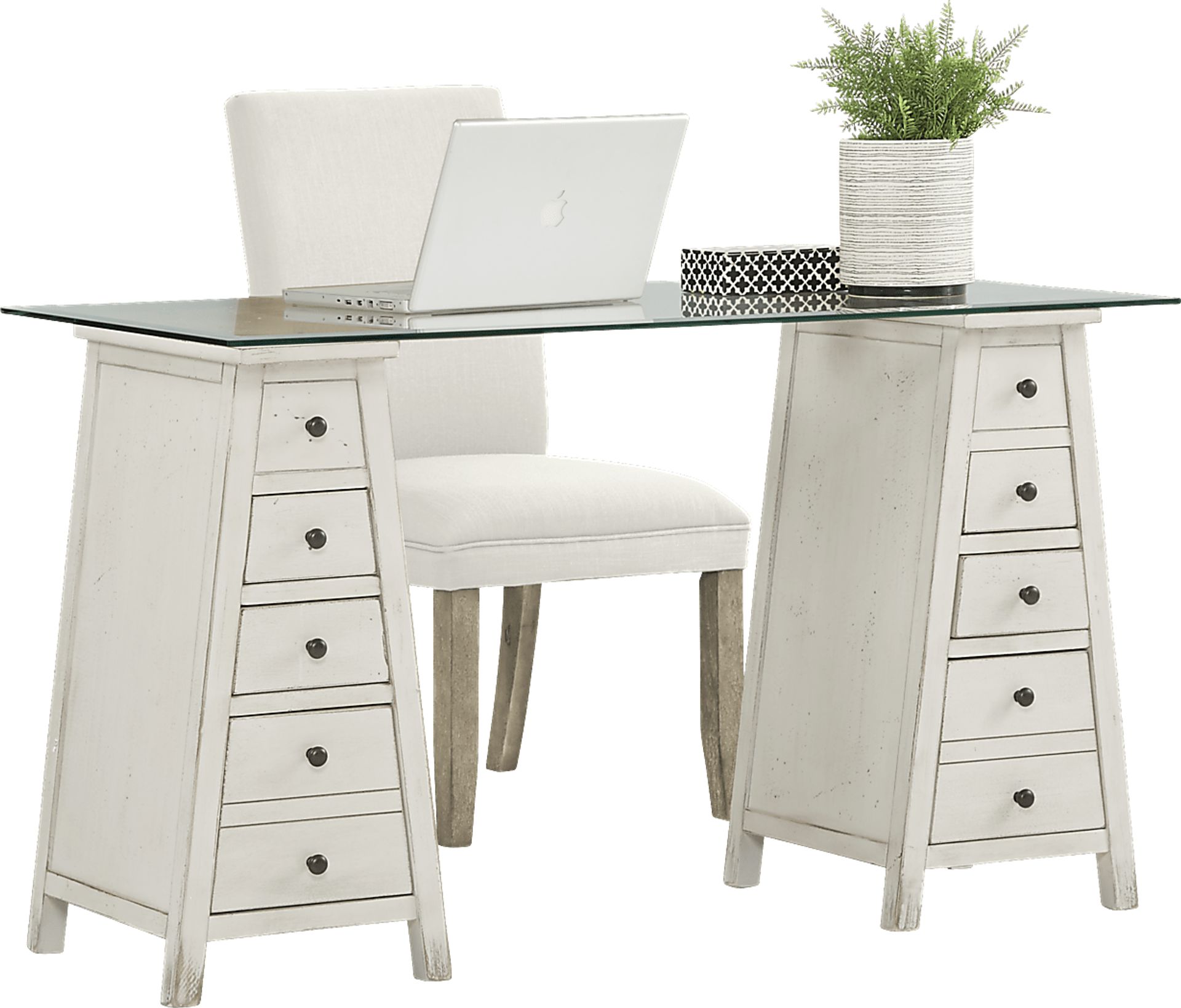 Sandi White Desk and Tulip Chalk Chair - Image 1