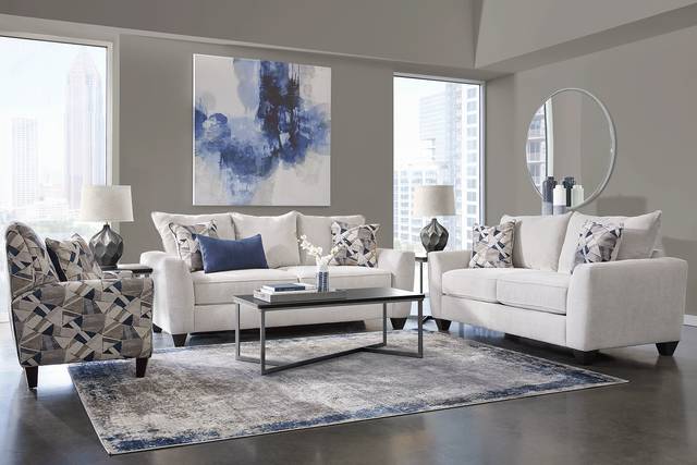 Sandia Heights Beige 7 Pc Living Room with Gel Foam Sleeper Sofa - Thumbnail - Image 1