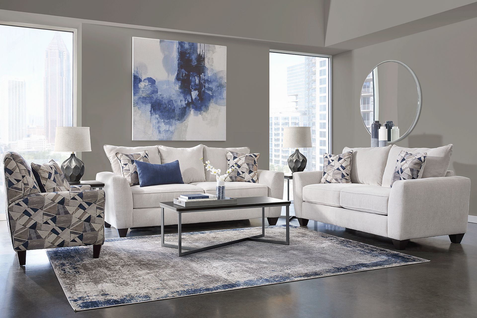 Sandia Heights Beige 7 Pc Living Room with Sleeper Sofa - Image 1