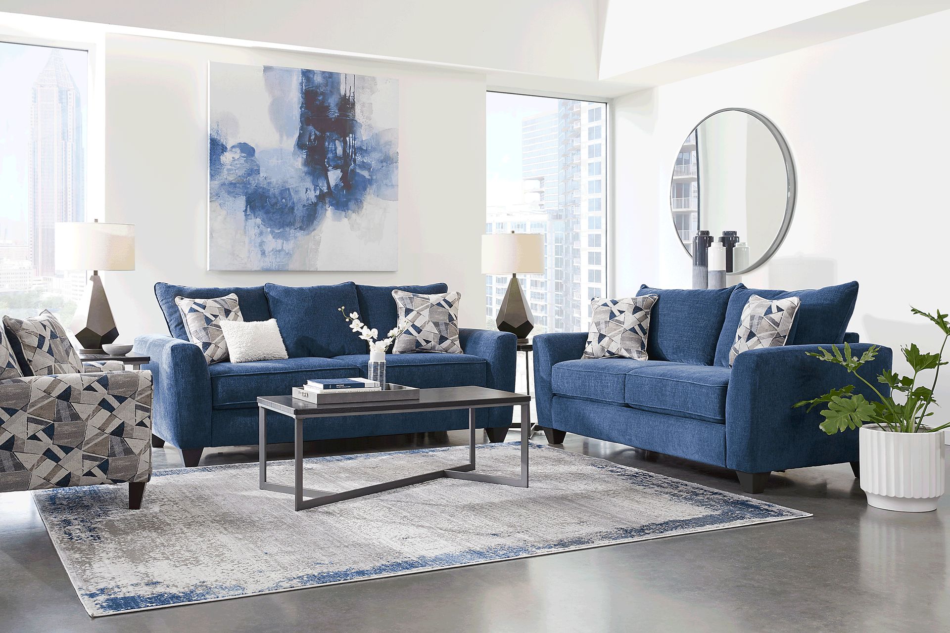 Sandia Heights 2 Pc Blue Chenille Fabric Living Room Set Sandia Heights 2 Pc Blue Chenille Fabric Living Room Set