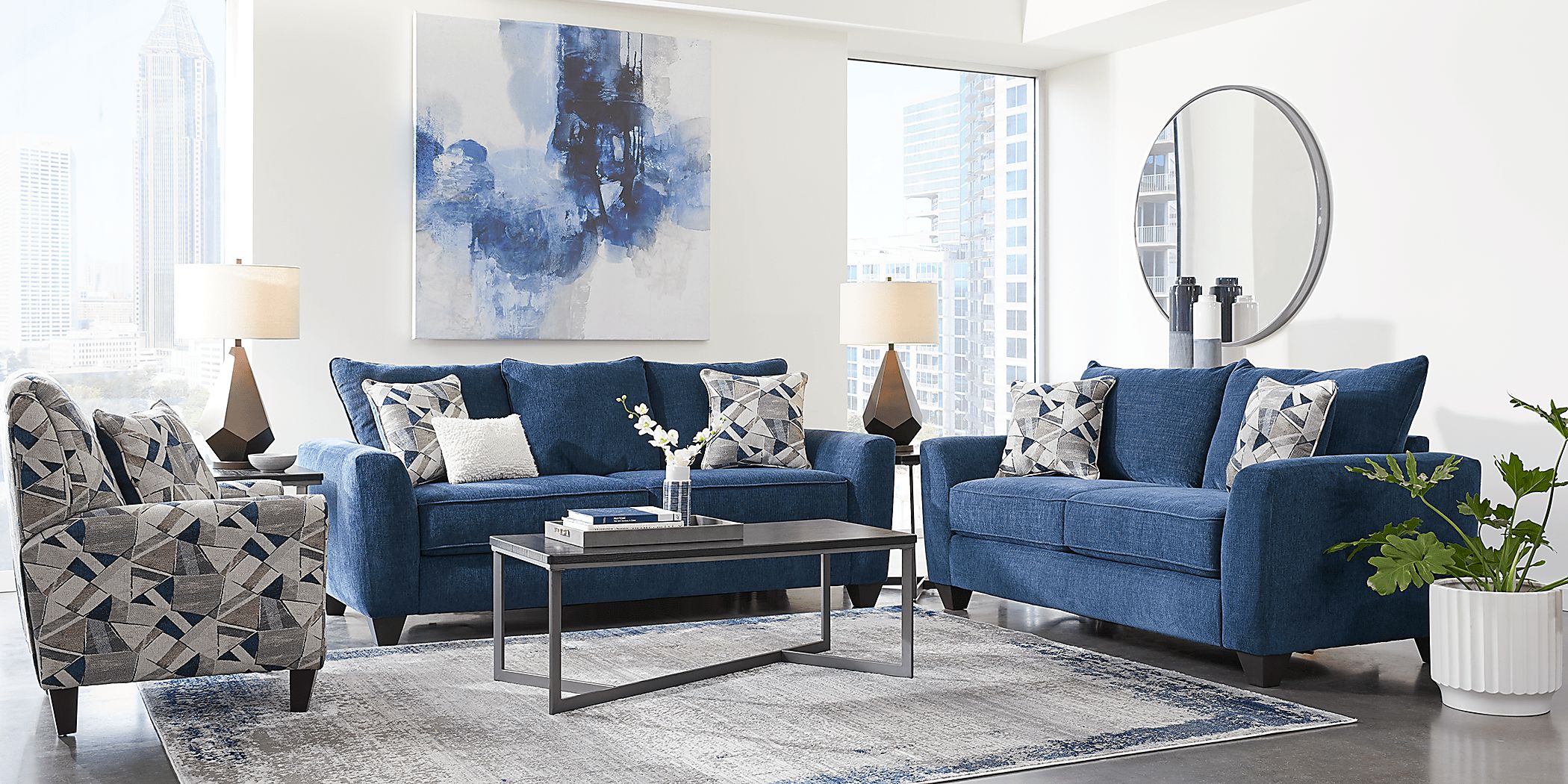 Rooms to go navy outlet sofa