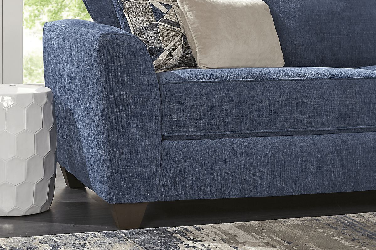 Sandia Heights 7 Pc Blue Chenille Fabric Living Room Set With Sofa ...