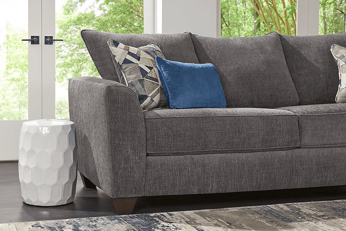 Sandia Heights 3 Pc Gray Chenille Fabric Living Room Set With Sofa ...