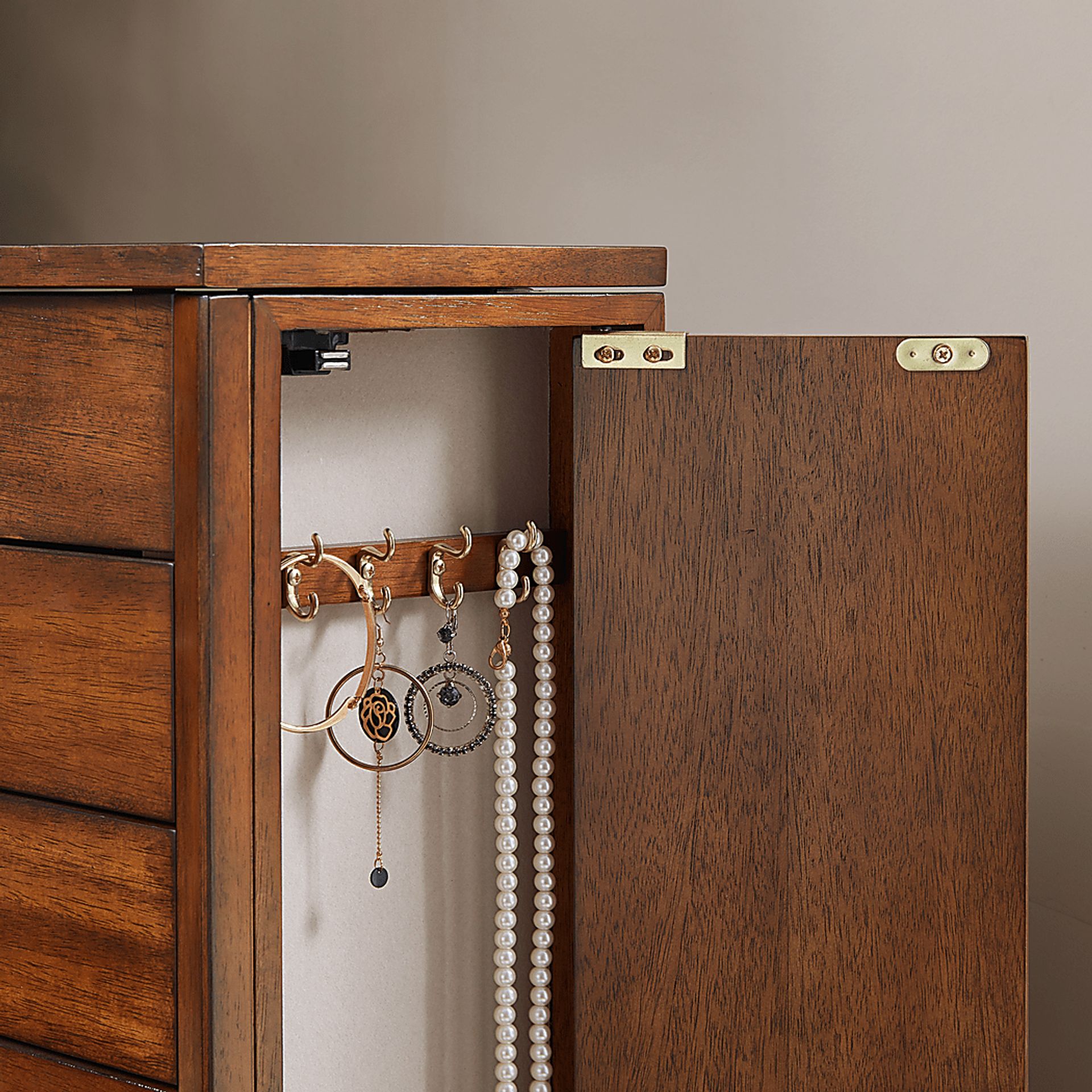 Sandida Brown Jewelry Armoire - Image 4