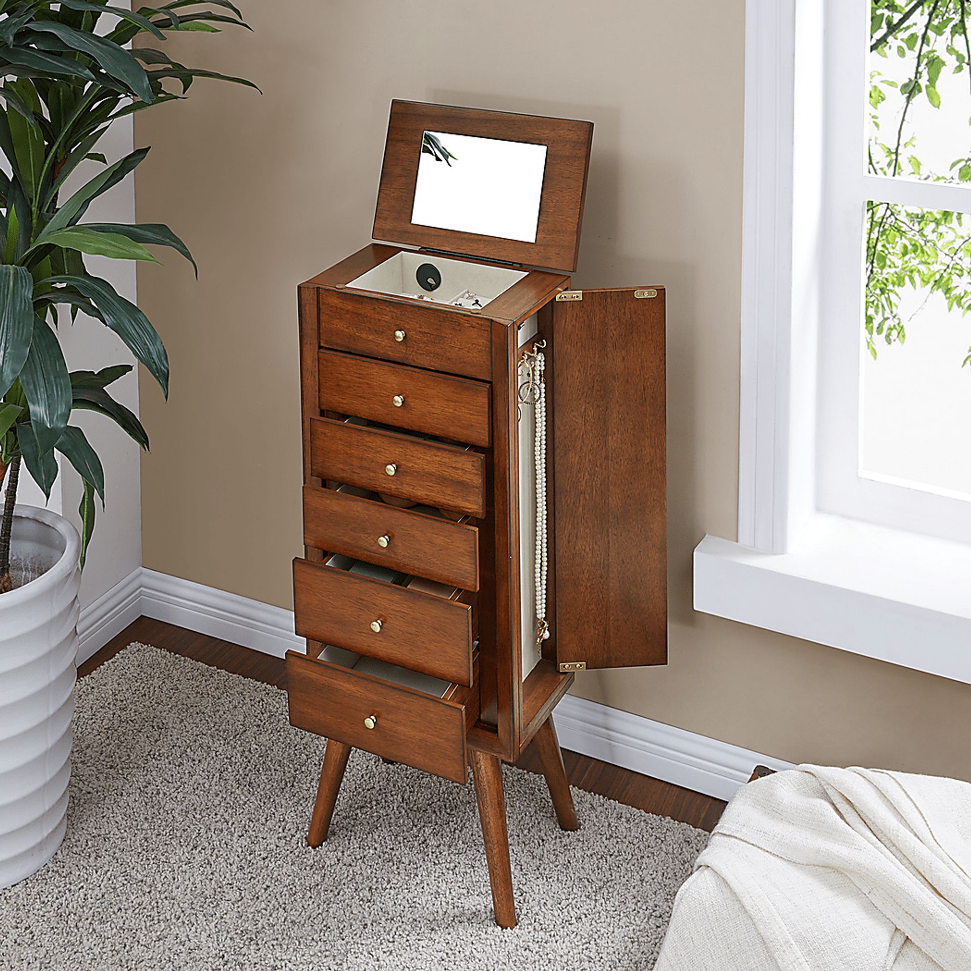 Sandida Brown Jewelry Armoire - Image 5